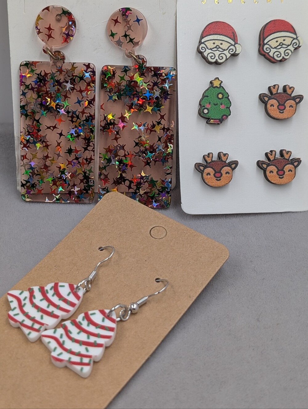 Nwt Christmas Earring Wardrobe Mismatched Studs Tinsel Statement Trees 1301